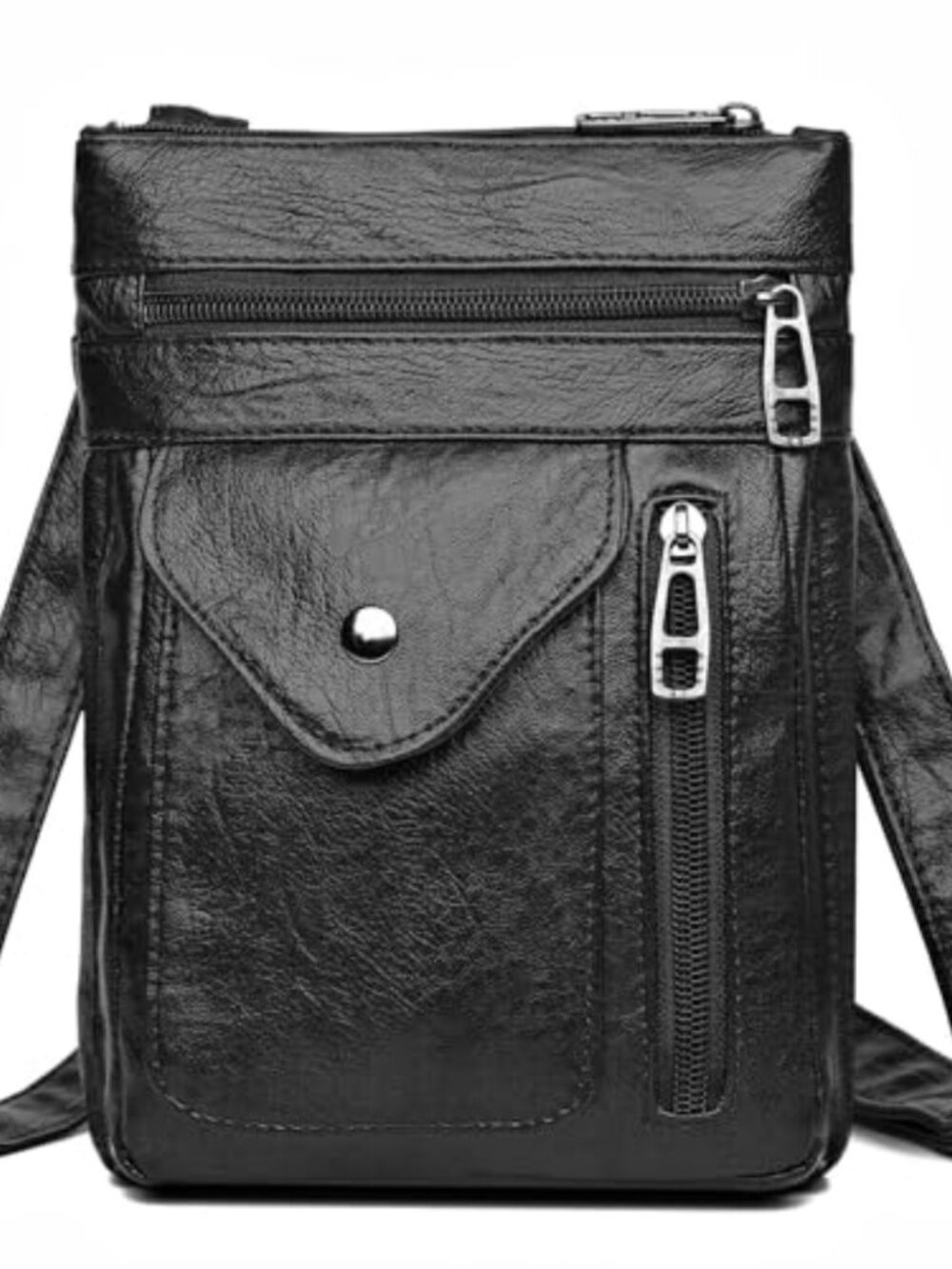 Small PU Leather Crossbody Bag Adjustable Strap Multi Pocket Women Purse